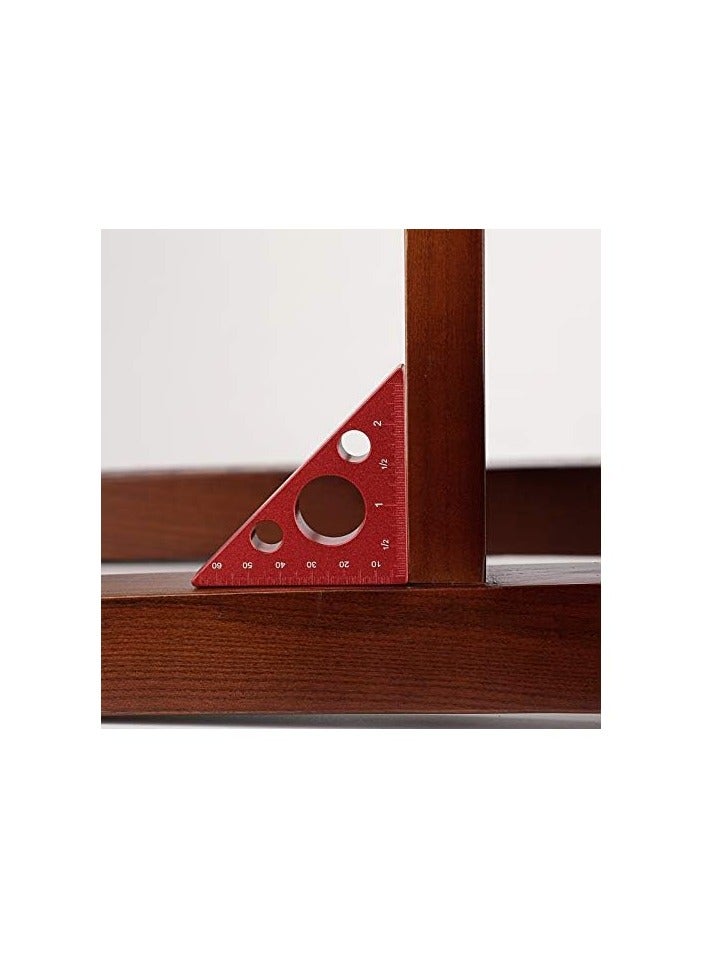 erorex 45 Degree Aluminum Alloy Angle Ruler, Inch Imperial Metric Scale Rafter Layout Carpenter Square Triangle Ruler Angle Measurement Tool for Woodworking Workshop Square Measuring Gauging Tool, Red  - Image 2
