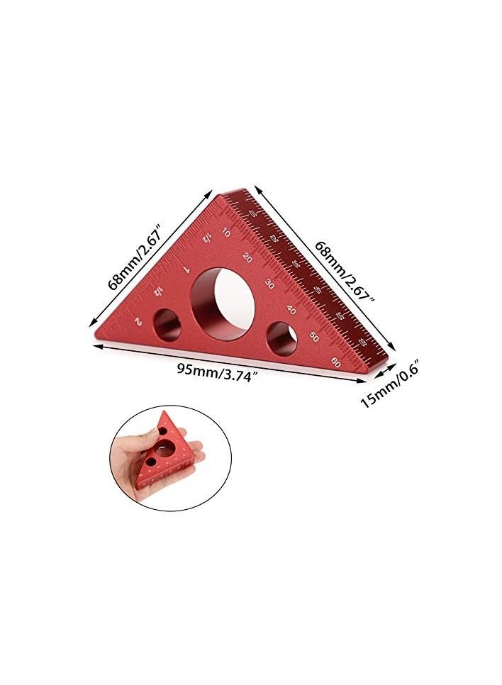erorex 45 Degree Aluminum Alloy Angle Ruler, Inch Imperial Metric Scale Rafter Layout Carpenter Square Triangle Ruler Angle Measurement Tool for Woodworking Workshop Square Measuring Gauging Tool, Red  - Image 4