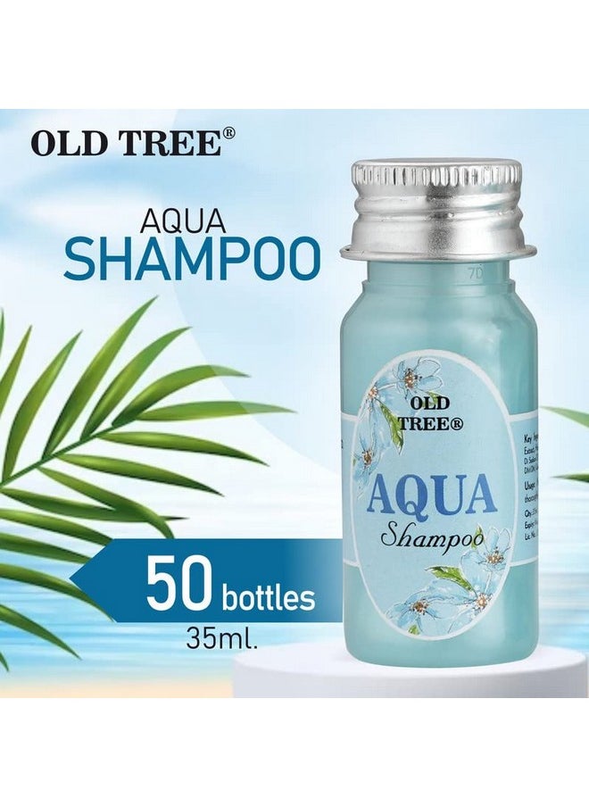 أولد تري مجموعة أدوات العناية بالشامبو والحمام من Old Tree Aqua Hotel سعة 35 مل - (عبوة من 50 زجاجة) | شامبو شعر صغير الحجم للسفر، وغرفة الفندق، ومستلزمات الضيوف | وسائل الراحة والإكسسوارات الخاصة بالفندق  - Image 2