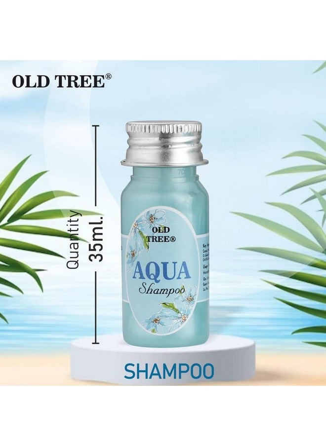 أولد تري مجموعة أدوات العناية بالشامبو والحمام من Old Tree Aqua Hotel سعة 35 مل - (عبوة من 50 زجاجة) | شامبو شعر صغير الحجم للسفر، وغرفة الفندق، ومستلزمات الضيوف | وسائل الراحة والإكسسوارات الخاصة بالفندق  - Image 3