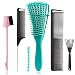 MISSUHUI 5 Pcs Detangling Hair Brush Set, Ez Detangler Brush With Edge Brush, Rat Tail Combs for Black Natural Hair Styling and Cuting, Curly/Straight/Wet/Dry/long/Short Hair Available for Women Kids Men - Image 2
