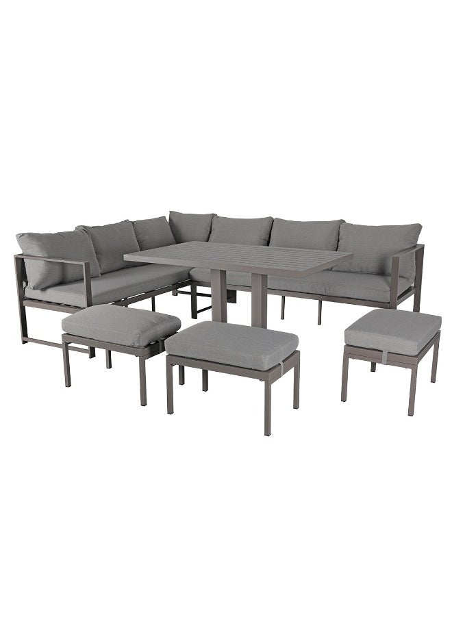 Pan Home Albann Outdoor 8 Seater Sofa Set (3 Ottoman + Table) - Light Grey  - Image 1