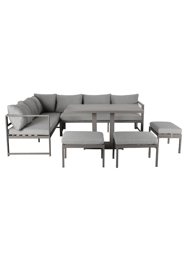 Pan Home Albann Outdoor 8 Seater Sofa Set (3 Ottoman + Table) - Light Grey  - Image 2