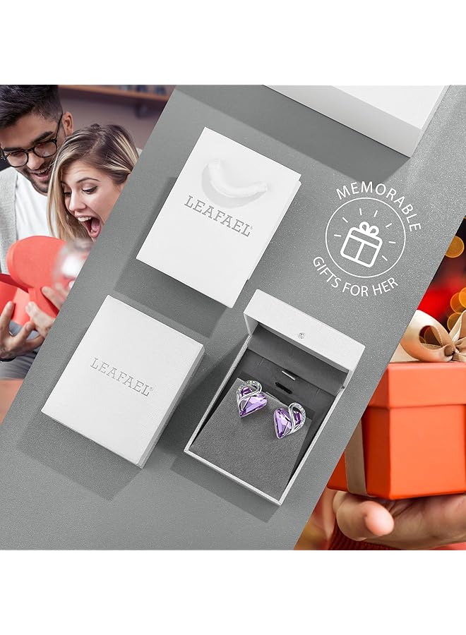 Leafael Infinity Love Heart Earrings For Women Birthstone Crystal Earrings With Healing Stones Silver Tone Crystal Stud Earrings Allergy Free Jewelry Gift For Women With Gift Box - Image 5