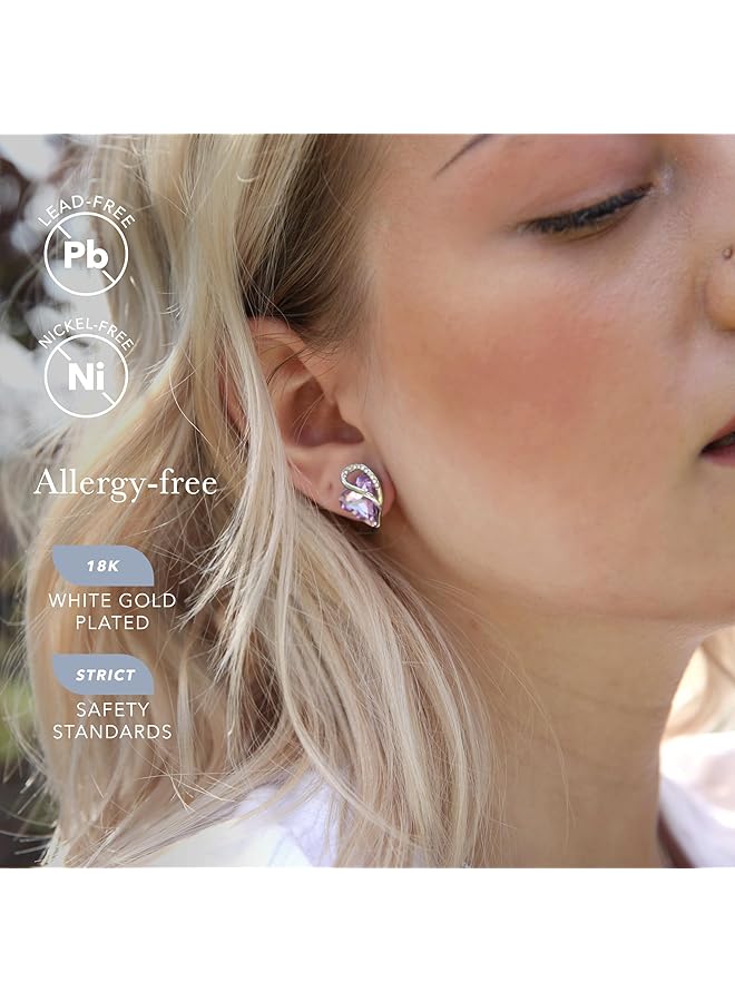 Leafael Infinity Love Heart Earrings For Women Birthstone Crystal Earrings With Healing Stones Silver Tone Crystal Stud Earrings Allergy Free Jewelry Gift For Women With Gift Box - Image 2