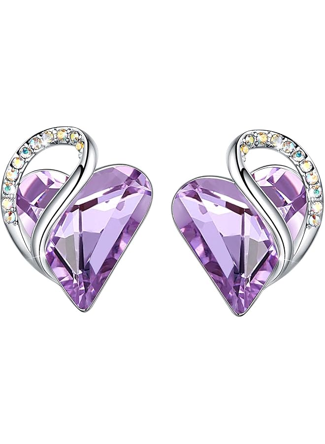Leafael Infinity Love Heart Earrings For Women Birthstone Crystal Earrings With Healing Stones Silver Tone Crystal Stud Earrings Allergy Free Jewelry Gift For Women With Gift Box - Image 1