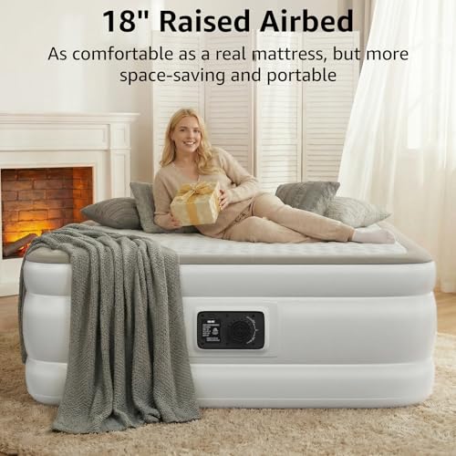 YENING Foam Air Mattress Queen with Built in Pump 18 Inch Tall Queen Size Inflatable Bed Self Inflate Blow up Airbed - Image 5