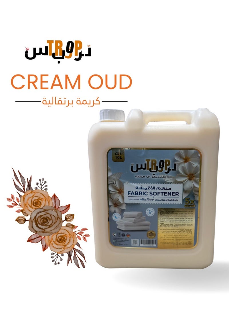 TROPS Cream Oud Fabric Softener, 5X Concentrated Formula, Floral Scent , 10L - Image 1