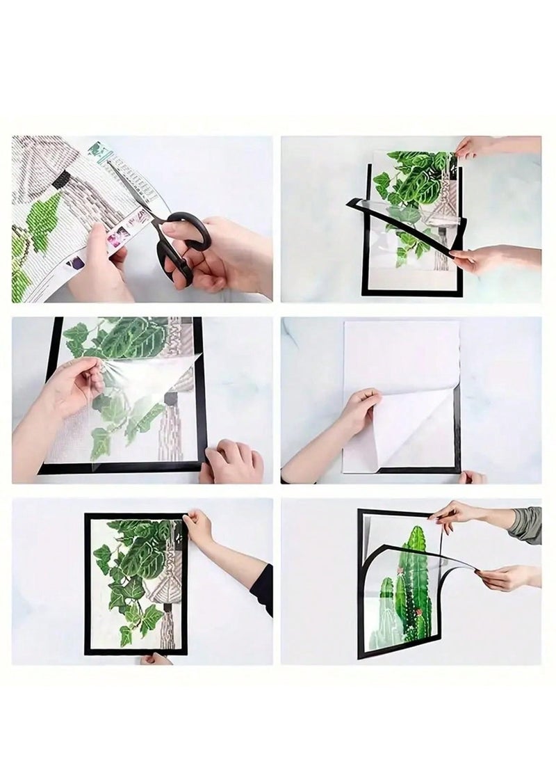 6pcs Magnetic Diamond Art Frame 30.48X40.64cm - Self-Adhesive, Fits 25.4X35.56cm Paintings | Versatile Display For Walls, Windows, Doors | Black,room decor home decorations wall art storage  - Image 4