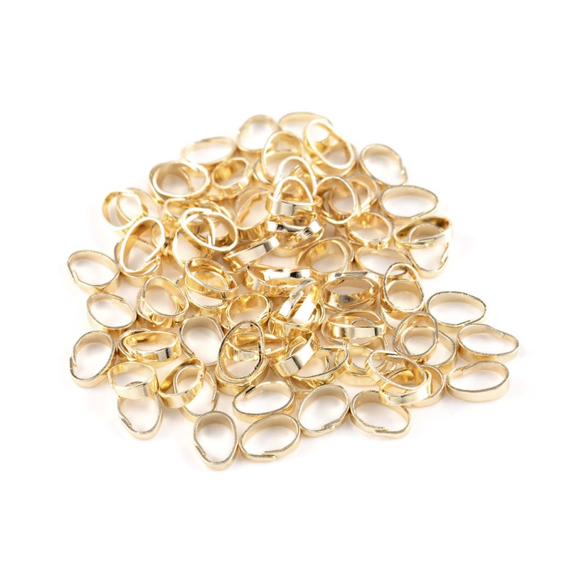 Gold Pendant Clasp 100Pcs Pinch Bails for Jewelry Making 14k Gold Plated Brass Pendant Clasps Connectors Bails for Necklace 5x7mm