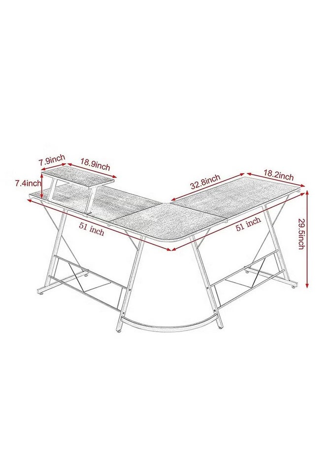 L Shaped Desk Corner Computer Table Home Gaming Desk Office Writing Workstation Space-Saving Easy to Assemble Black EI-104