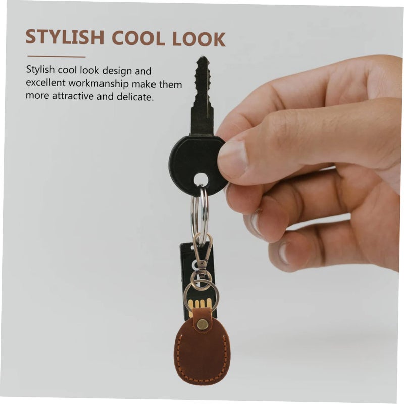 3Pcs Handmade Leather Key Holder Cover For Keys And Access Cards Easy To Attach - Image 3