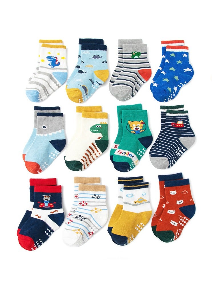 Children's Floor Socks Baby Non-Slip Socks 12 Pairs - Image 1