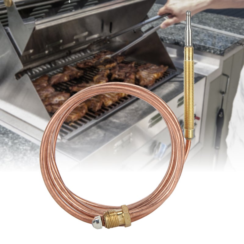 Gas Stove Thermocouple Kit 24in Length - Practical Durable Flameout Protection Sensor with 5pcs Adapter Nuts for Oven Fireplace Heating Appliances - Image 4