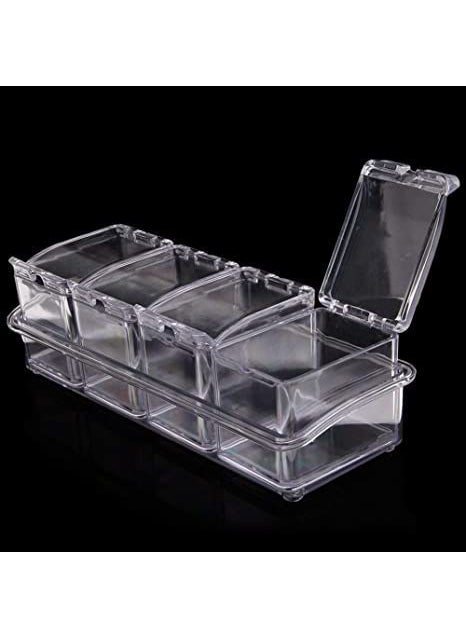 Keskriva Keskriva Masala Container Crystal Seasoning Box Acrylic Transparent Spice Jar Box Case Set Storage Container Condiment Jars Dispenser For Salt Sugar Cruet With Cover With Serving Spoons 2 Ml  - Image 1
