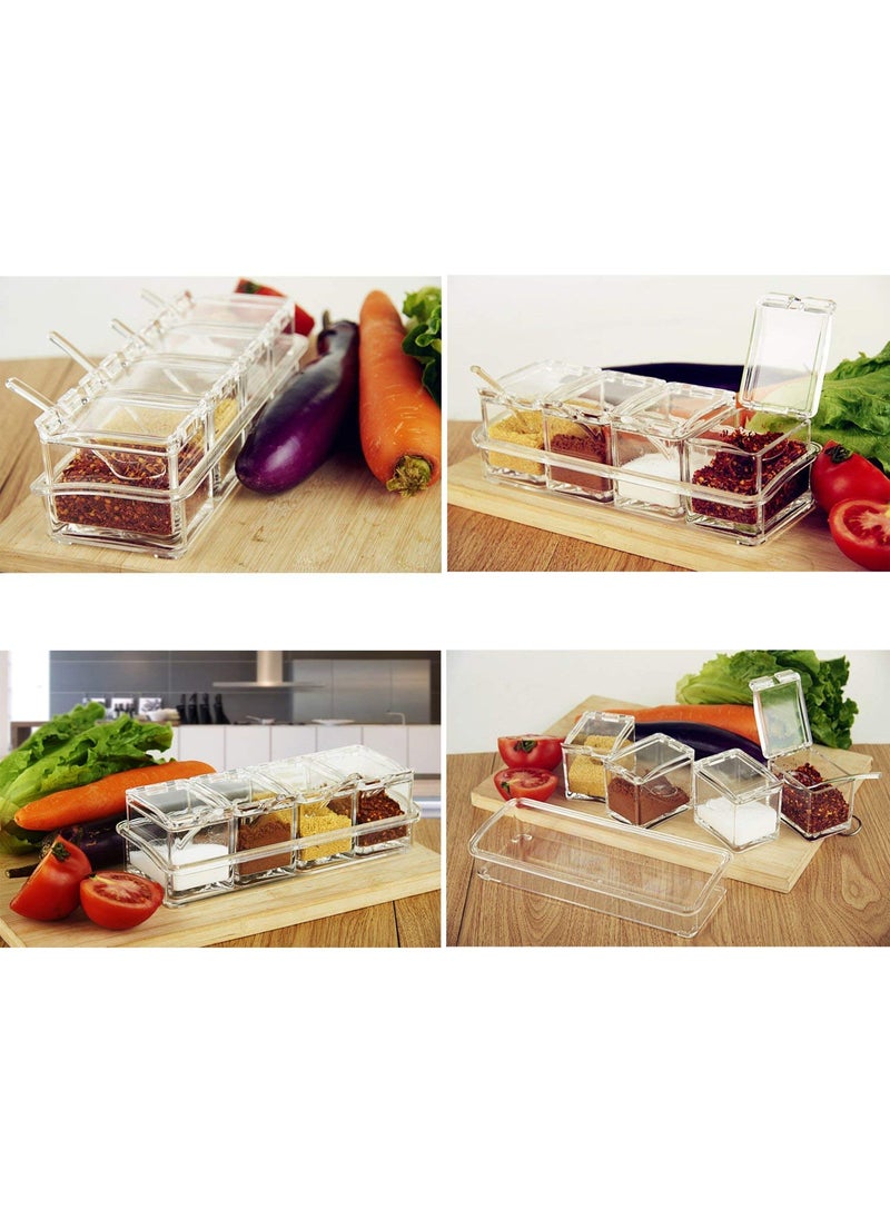 Keskriva Keskriva Masala Container Crystal Seasoning Box Acrylic Transparent Spice Jar Box Case Set Storage Container Condiment Jars Dispenser For Salt Sugar Cruet With Cover With Serving Spoons 2 Ml  - Image 5