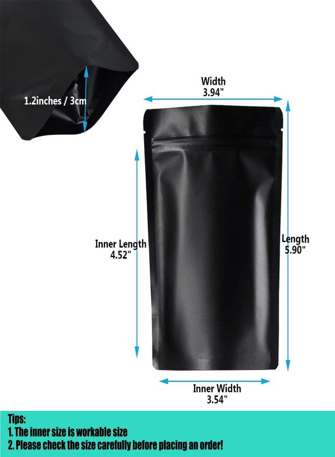 Fnuiddt 100 Pack Smell Proof Mylar Bags - 4 x 6 Inches Resealable Stand Up Ziplock Bags Food Storage Foil Pouch Matte Black - Image 2