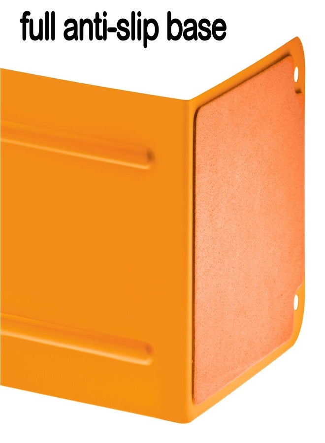 Acrimet Metal Bookends, Non-Skid Book Stand for Shelves, Heavy Duty Book Stopper, 6-7/8" H x 4" W x 4-1/2“ D, Orange Citrus, 1 Pair - Image 2
