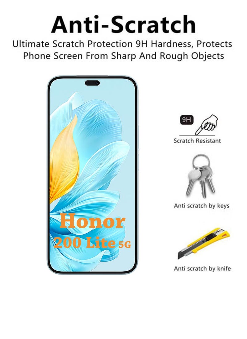 Generic - 2 Pack Screen Protector for Honor 200 Lite 5G | Tempered Glass Available in Combo Pack | Screen Protector Full HD Quality Tempered Glass Anti-Scratch Edge To Edge Coverage With Easy Installation Kit - Black - Image 1