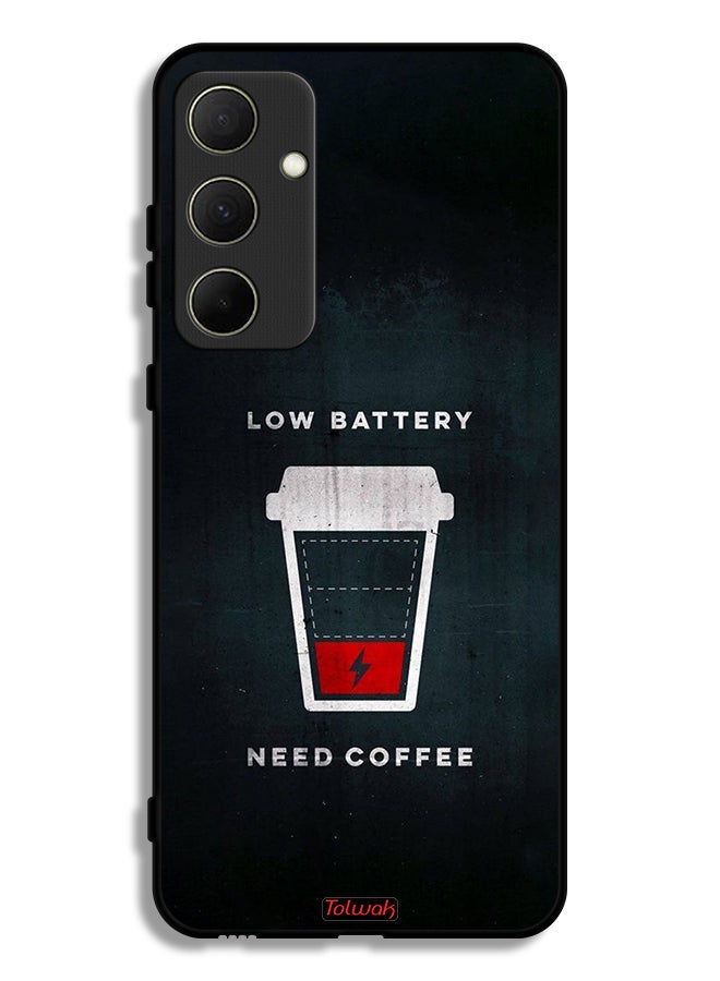 Tolwak Samsung Galaxy A35 5G Protective Case Cover Low Battery Need Coffee - Image 1