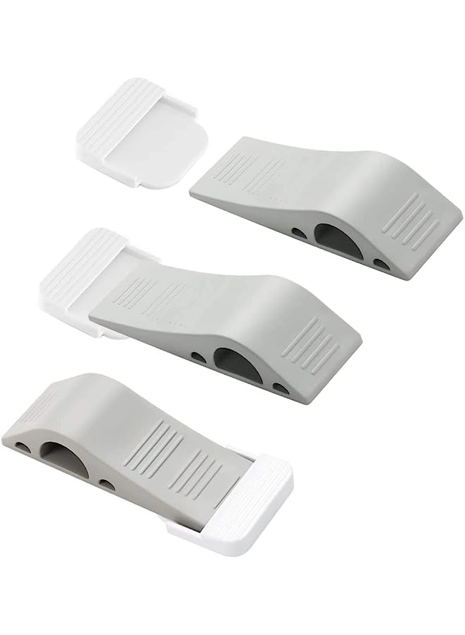erorex Stop Wedges, 3 Pack Rubber Door Stoppers with Holders, Stackable and Slip-Resistant for Tiles, Carpet, Wood and Laminate Floors and Other Floor Surfaces Stop -Grey - Image 1