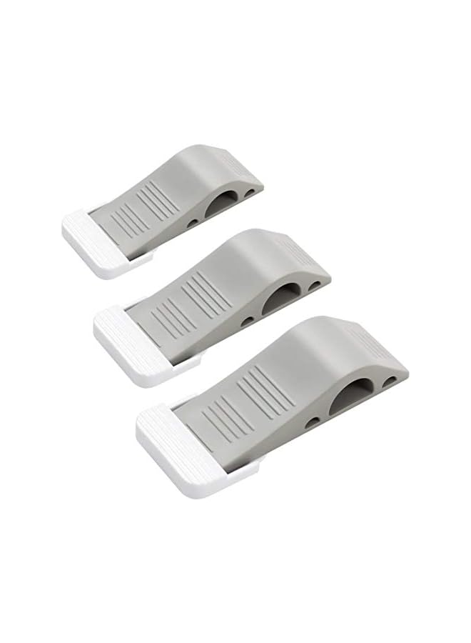 erorex Stop Wedges, 3 Pack Rubber Door Stoppers with Holders, Stackable and Slip-Resistant for Tiles, Carpet, Wood and Laminate Floors and Other Floor Surfaces Stop -Grey - Image 3