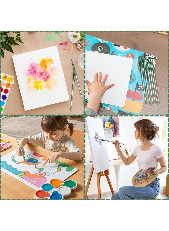 مجموعة فرشاة طلاء أكريليك، 6 قطع فرش ألوان مائية، فرش شعر نايلون للرسم لجميع الأغراض للطلاء بالزيوت والألوان المائية للمبتدئين (6، أخضر) - Image 5