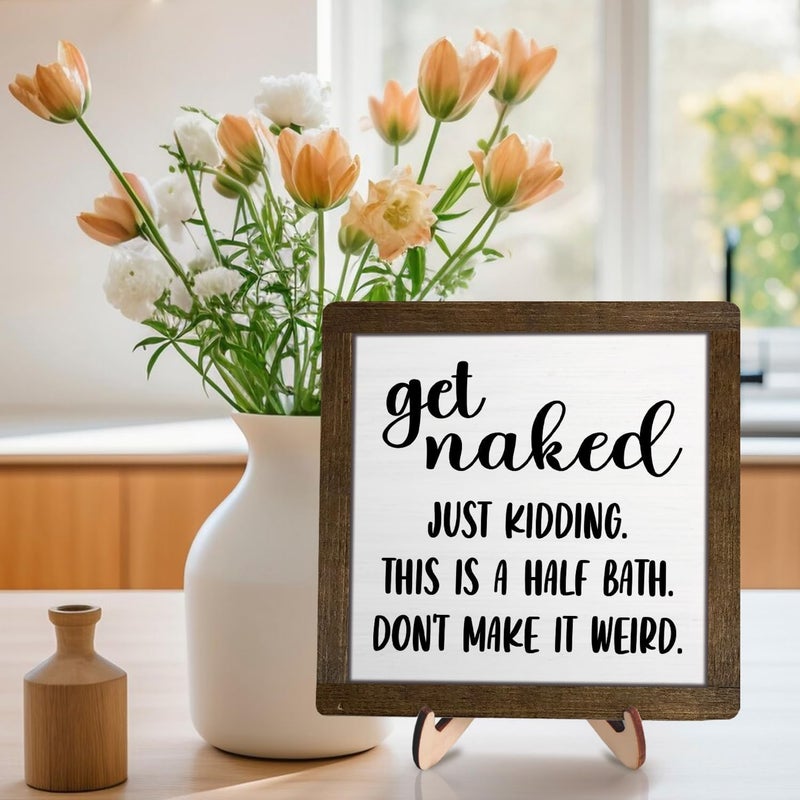 DMADNF Bathroom Decor, Vintage Bathroom Wood Plaque Sign, Life is Like The Bathroom Sign Desk Decor, Farmhouse Decor for Shelf Bathroom Toilet Home Decor 5.9x5.9 Inch (Brown) - Image 5