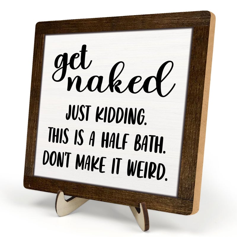 DMADNF Bathroom Decor, Vintage Bathroom Wood Plaque Sign, Life is Like The Bathroom Sign Desk Decor, Farmhouse Decor for Shelf Bathroom Toilet Home Decor 5.9x5.9 Inch (Brown) - Image 1