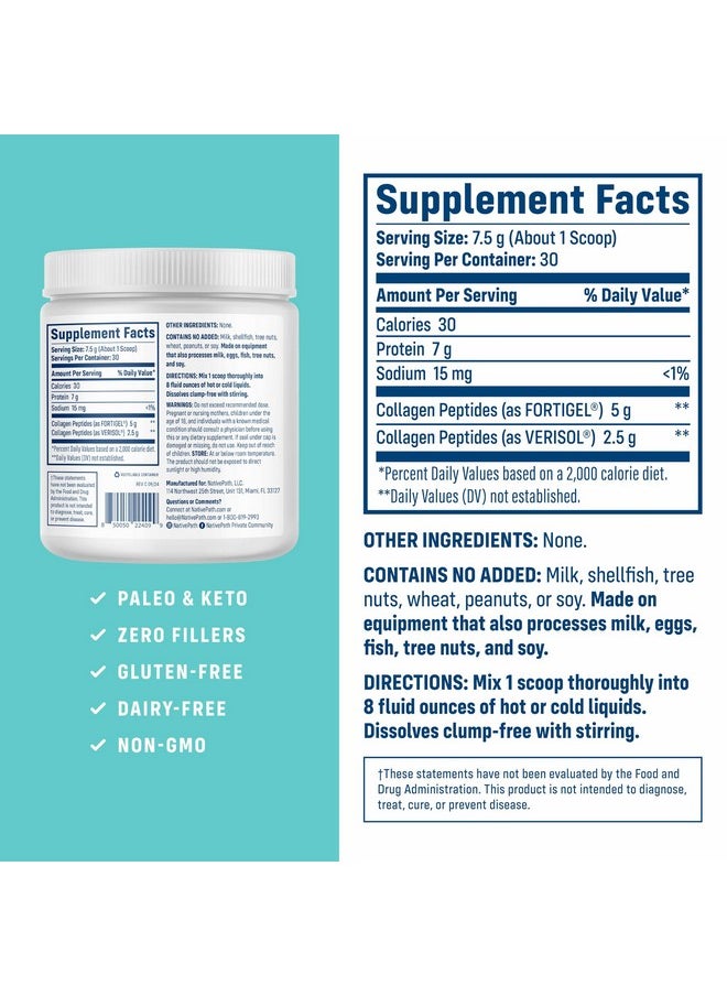 NativePath NativePath Joint Health Collagen Peptides, Type 1 & 3 Peptides, with Fortigel and Verisol, 7.9 Ounce, 30 Servings  - Image 1