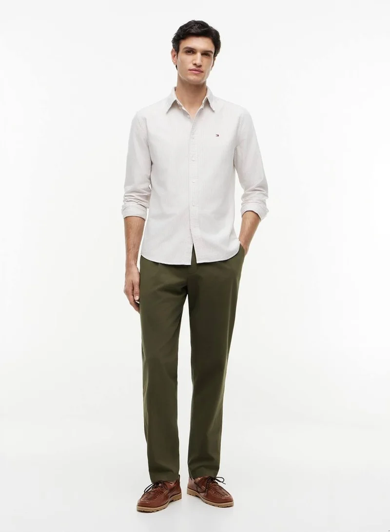 Tommy Hilfiger Coastal Taupe / Stripe Heritage Stripe Regular Fit Oxford Shirt for Men | Best Price UAE