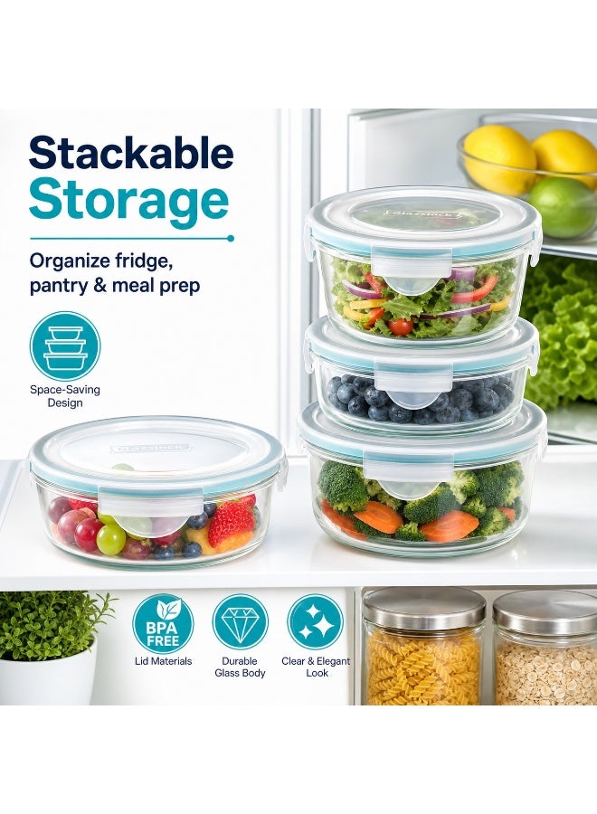 Glasslock MCCB-072 Glass Container 720ml Round Food Storage Container Airtight BPA Free Microwave Safe - Image 5
