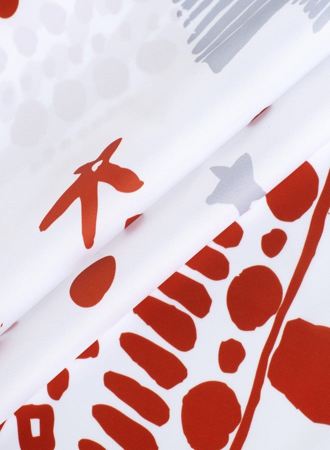 Sunlit Christmas Shower Curtain, Red and Gray Xmas Trees with Stars and Snow Pattern Shower Curtain for Bathroom Decor, 71x71 Inch - Image 5