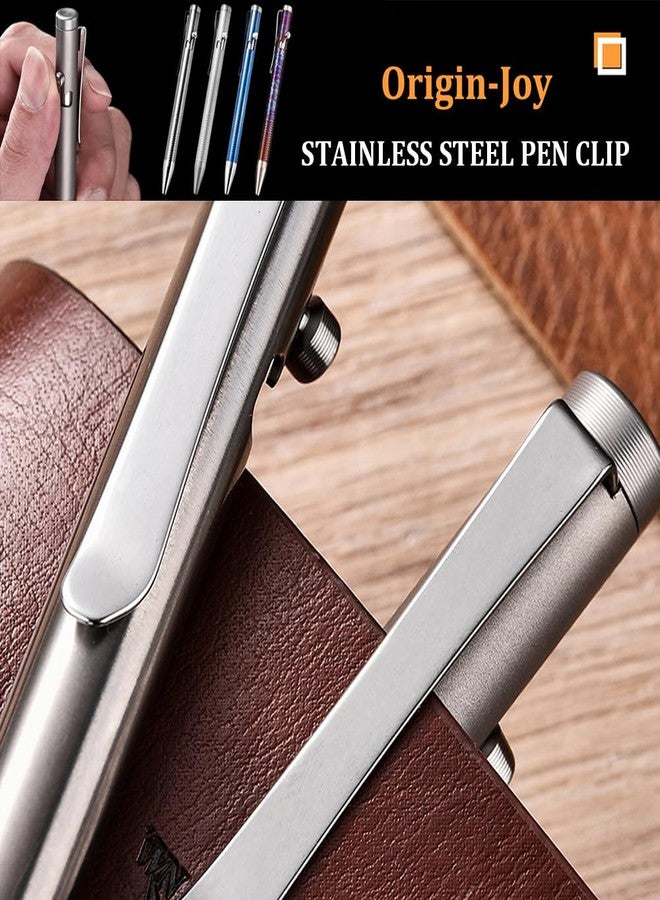 Origin-Joy Titanium Alloy Bolt Action Pen, Slim Lightweight EDC Pocket Tactical Pen With 5 Ballpoint Refills (Silver) - Image 3