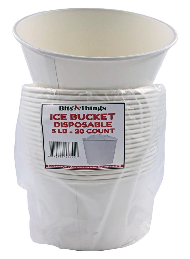 Bits N Things White Paper Ice Bucket | Disposable | 5 lb. Capacity | 20 Count - Image 2