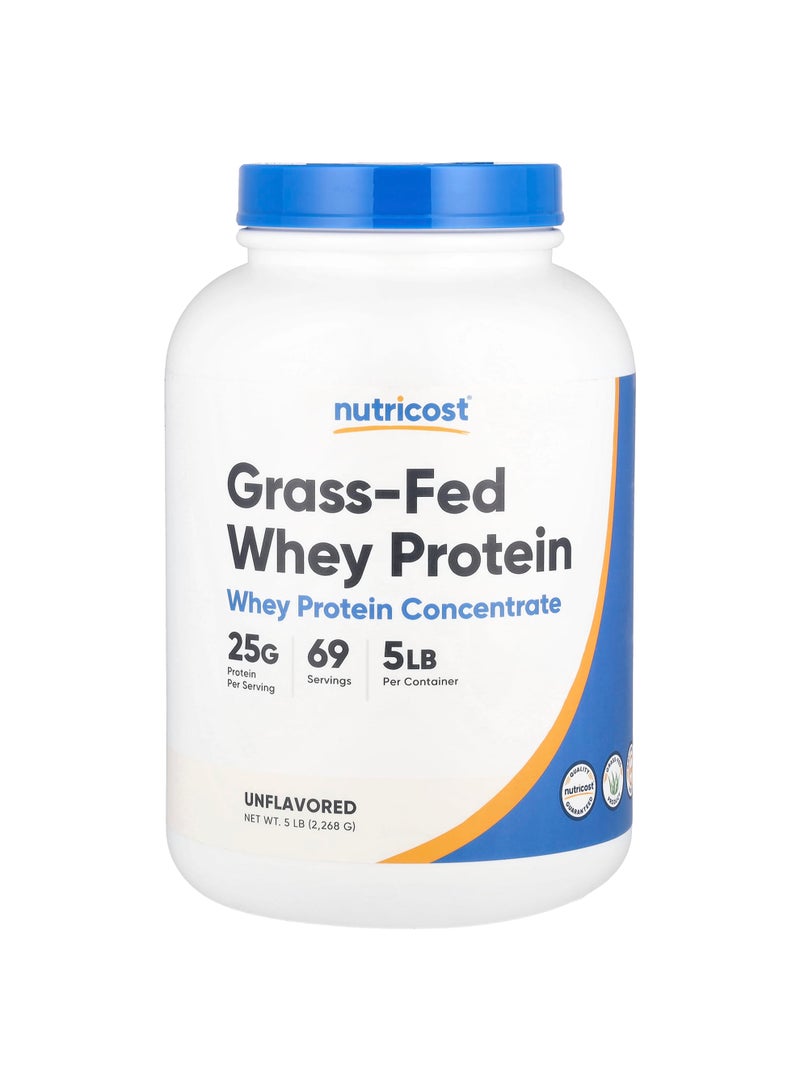 Grass-Fed Whey Protein Concentrate, Unflavored, 5 lb (2,268 g)