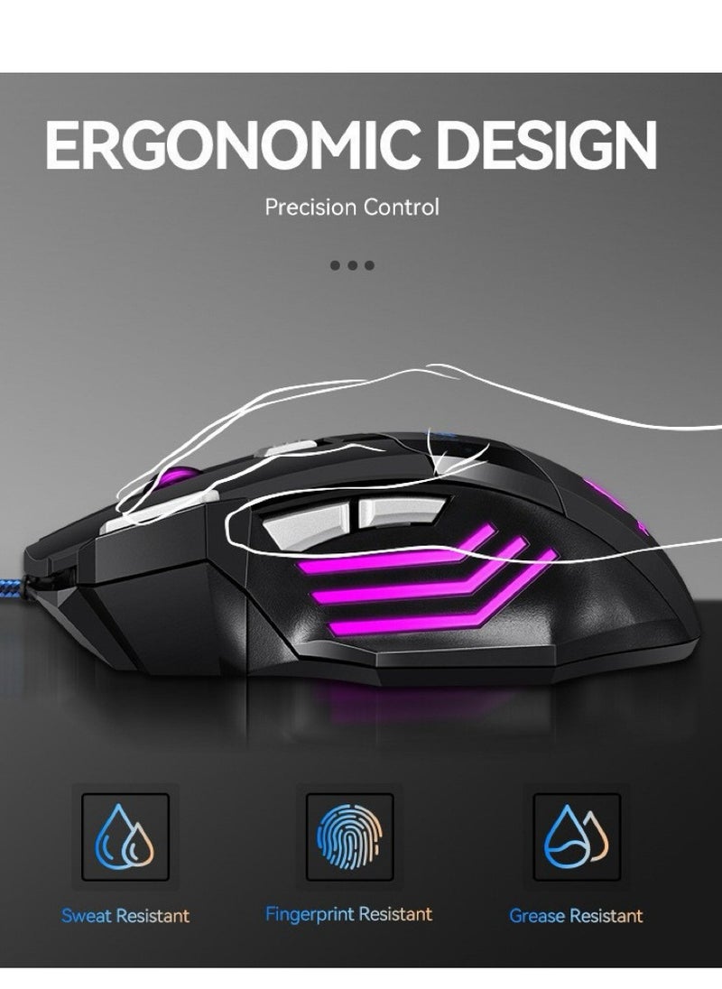 Generic - Wired Optical Gaming Mouse, 7 Programmable Buttons Gaming Mouse with Led Backlight,  Black, 17x9.5x5cm - Image 1