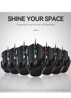 Generic Wired Optical Gaming Mouse, 7 Programmable Buttons Gaming Mouse with Led Backlight,  Black, 17x9.5x5cm  - Image 5