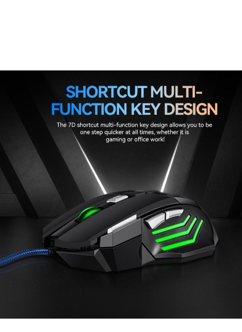Generic - Wired Optical Gaming Mouse, 7 Programmable Buttons Gaming Mouse with Led Backlight,  Black, 17x9.5x5cm - Image 1