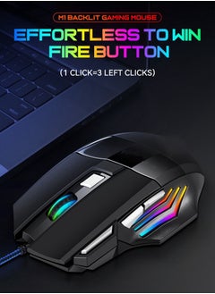Generic Wired Optical Gaming Mouse, 7 Programmable Buttons Gaming Mouse with Led Backlight,  Black, 17x9.5x5cm  - Image 4