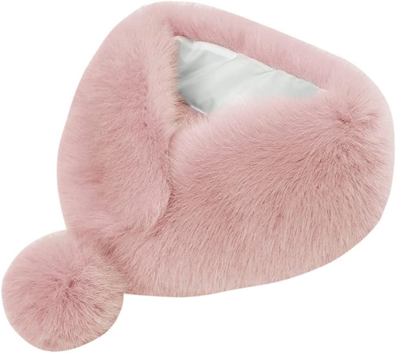 woobles Warm Plush Scarf  Fox Fur Collar Faux Fur Scarf Winter Thick Fur Collar Scarf Ribbon Ball Fur Collar for Matching Overcoat Sweater Jacket Holiday Gift Girl Warm Scarf - Image 1