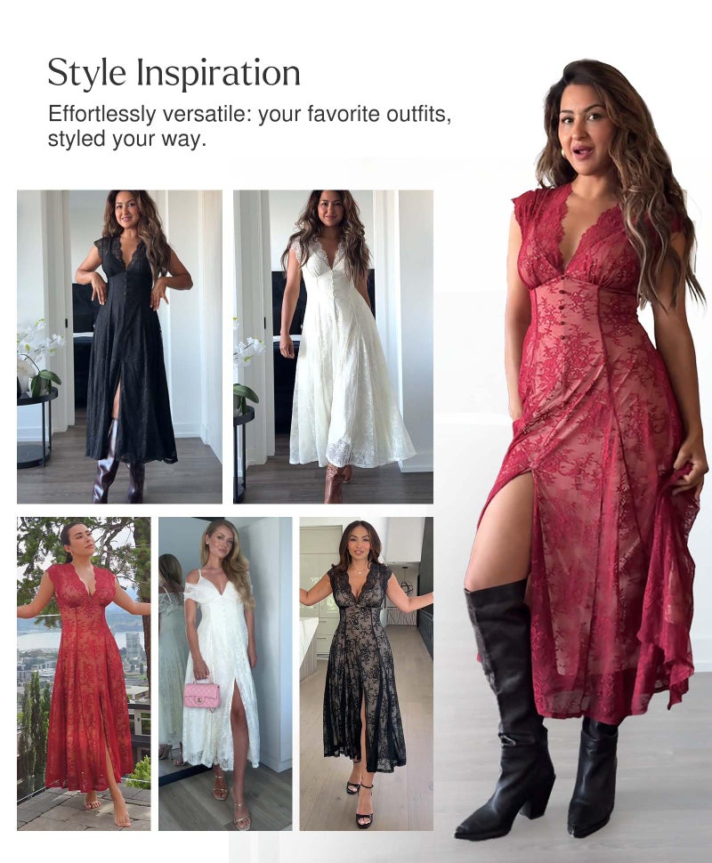 Popilush Wedding Dresses for Bride Lace Sleeveless V Neck Maxi Shapewear Dress Evening Split Beach Bride Dresses White - Image 3