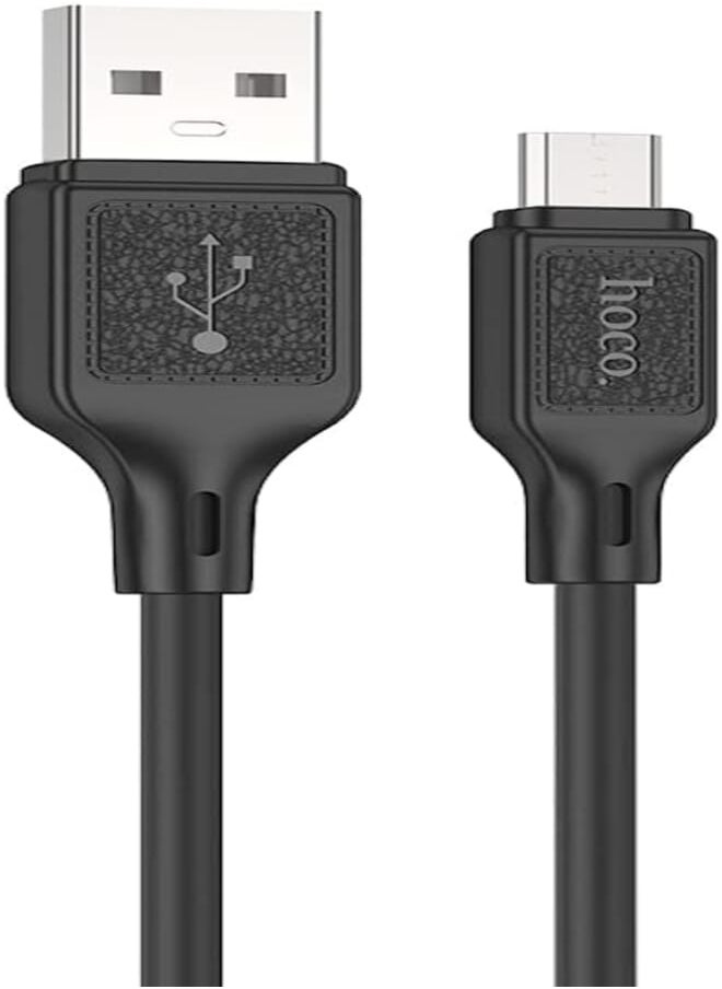 Hoco Hoco X90 - Cool Silicone Charging And Data Transmittion Cable (2.4A- 1M), USB-A To Micro-USB Plug, Compatible With Samsung Huawei Xiaomi Oppo - Black 