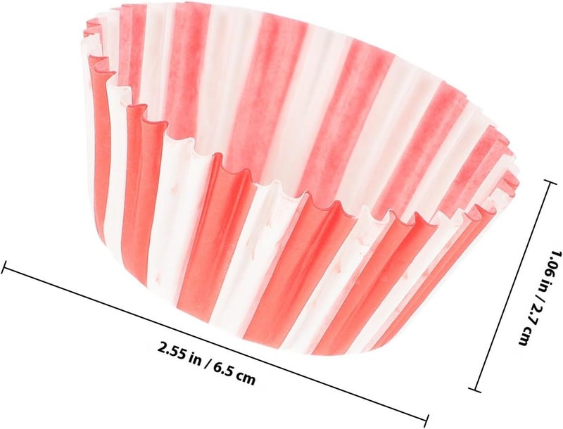 KICHOUSE 100pcs Red and White Stripes Muffin Cups Baking Cups Greaseproof Paper Cupcake Liners for Parties and Celebrations Medium Size High Temperature Resistant - Image 2