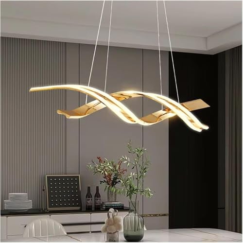 Decor chronicle Spiral Gold Chandelier for Living Room Modern, Dining Room, Hanging Lights for Living Room Smart Voice Assist (Google, Alexa), App Control (Warm, Cold, Natural) - Image 1