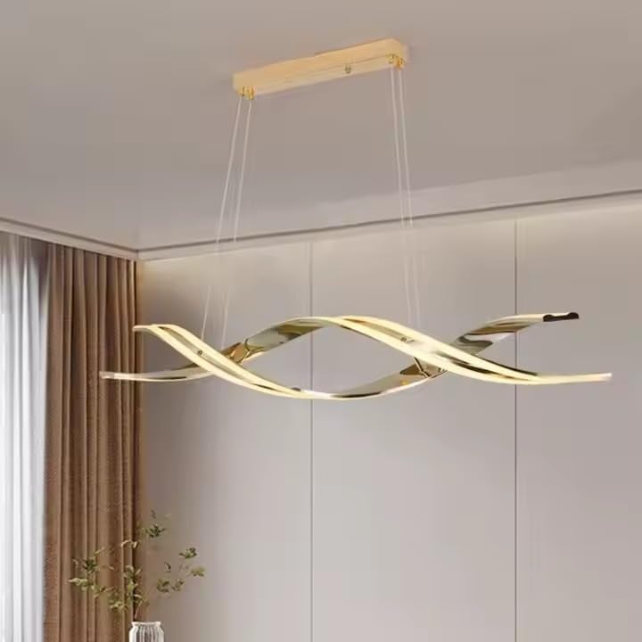 Decor chronicle Spiral Gold Chandelier for Living Room Modern, Dining Room, Hanging Lights for Living Room Smart Voice Assist (Google, Alexa), App Control (Warm, Cold, Natural) - Image 2