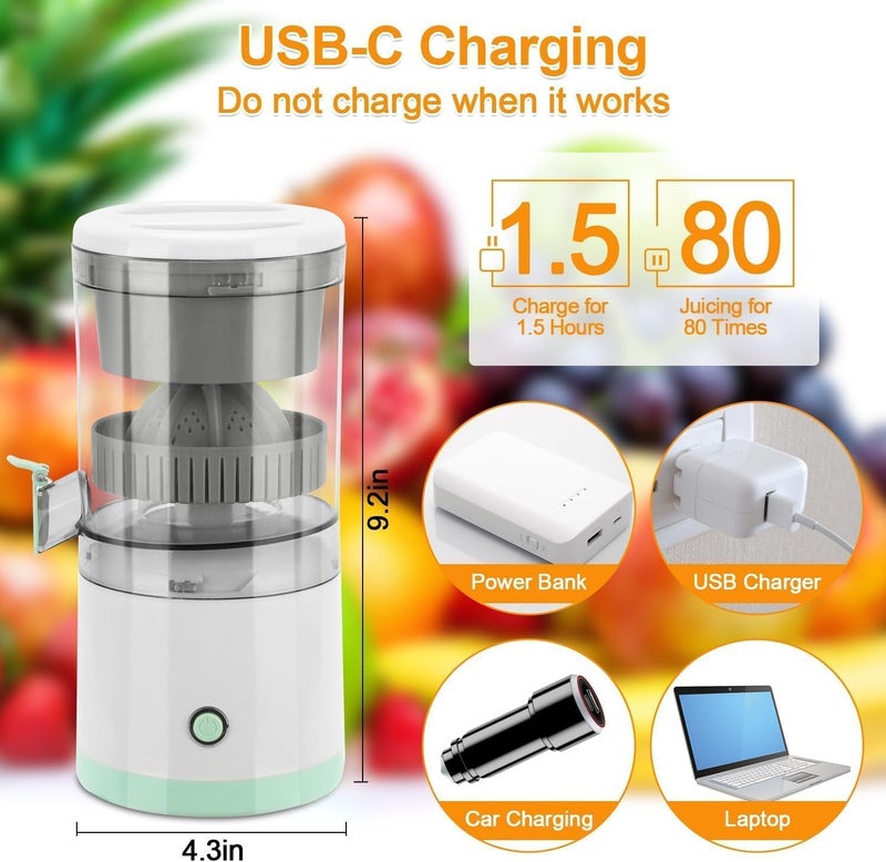Drumstone 【Limited Time Summer Season With 15 Years Warranty】Automatic Citrus Fruit Juicer Electrical Orange Juicer Squeezer Electric Lemon Juicer Rechargeable and Portable for Kitchen Juicer - Image 4