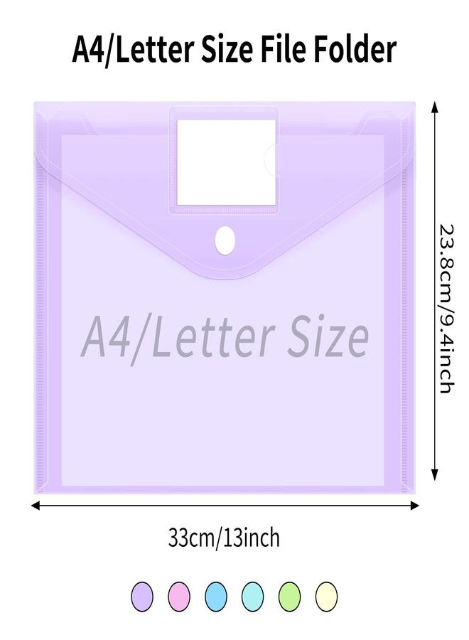 EOOUT 12pcs Plastic Envelopes, Plastic Folders for Documents, Hook & Loop Closure File Folders with Label Pocket A4 Size for School and Office Supplies - Image 2