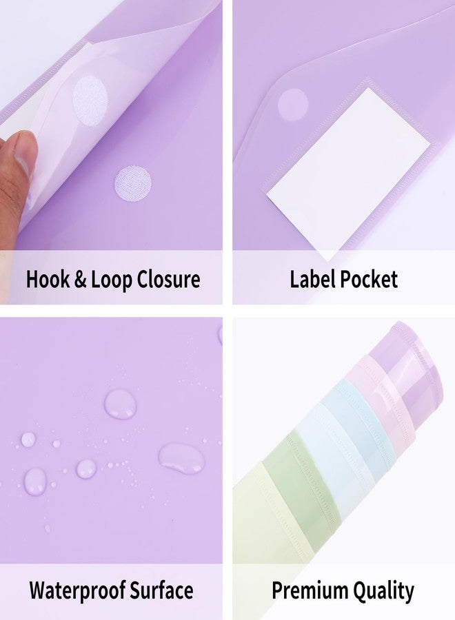 EOOUT 12pcs Plastic Envelopes, Plastic Folders for Documents, Hook & Loop Closure File Folders with Label Pocket A4 Size for School and Office Supplies - Image 4