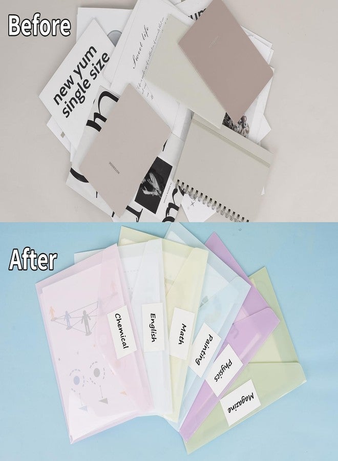 EOOUT 12pcs Plastic Envelopes, Plastic Folders for Documents, Hook & Loop Closure File Folders with Label Pocket A4 Size for School and Office Supplies - Image 5